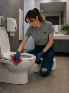 Kantoorschoonmaak Veenendaal 5 Toiletbril schoonmaken door BesteSchoonmaak.nl in Veenendaal